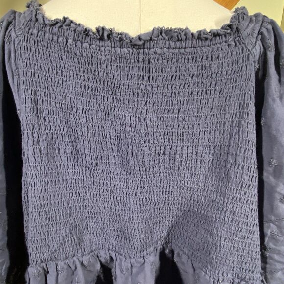 Old Navy Babydoll Top Women's Plus 4x Blue Smocked Back Peasant Boho Cottagecore - Picture 6 of 10